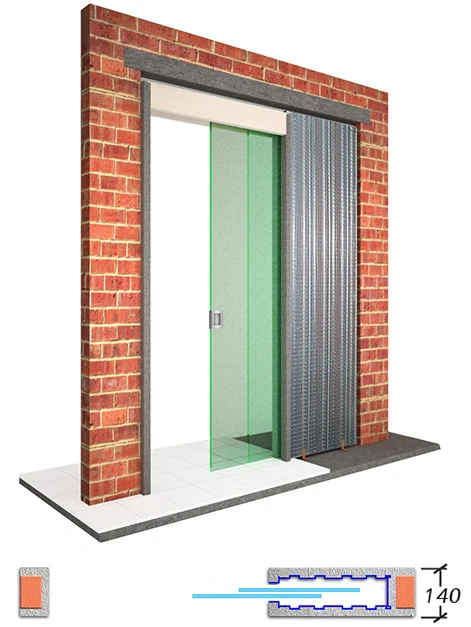 2 FRAMELESS GLASS DOORS in 1 POCKET