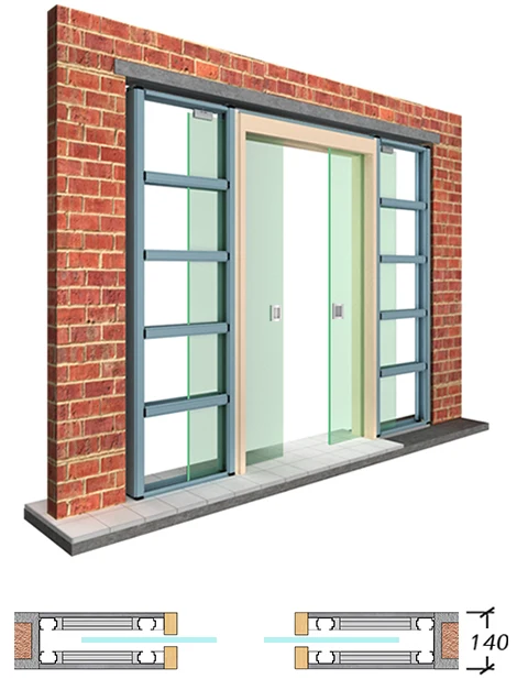 2D2B-F-WW 2 DOORS in 2 BOX - Frameless glass door